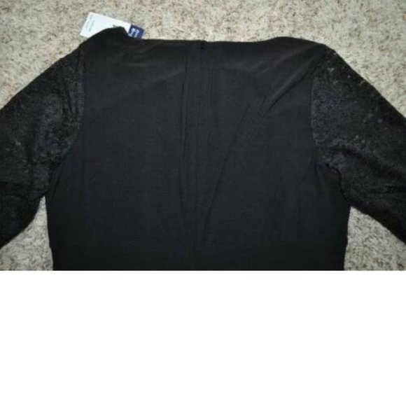 Womens Formal Dress Chaps Black 24W Sheath Long Lace Sleeve Party Back Zip Plus - Picture 7 of 7